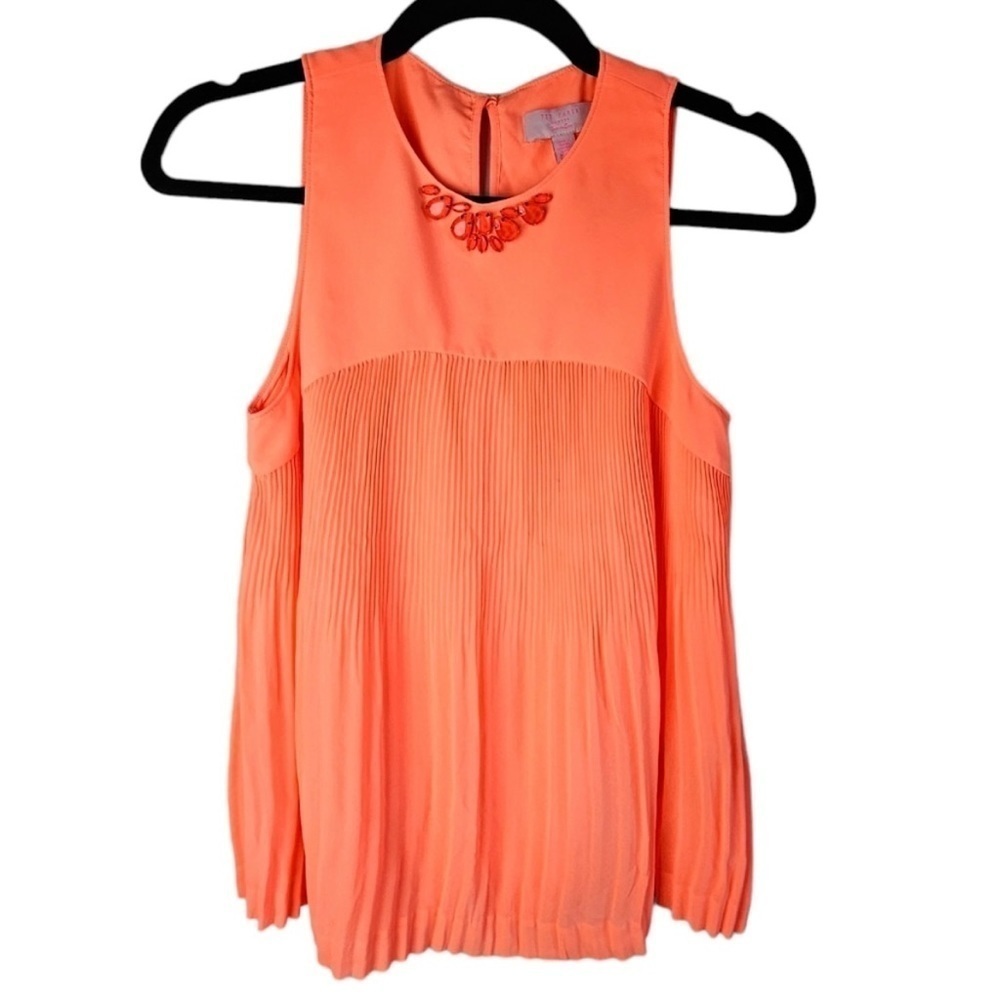 Ted Baker London Pleated Blouse Bejeweled Neckline